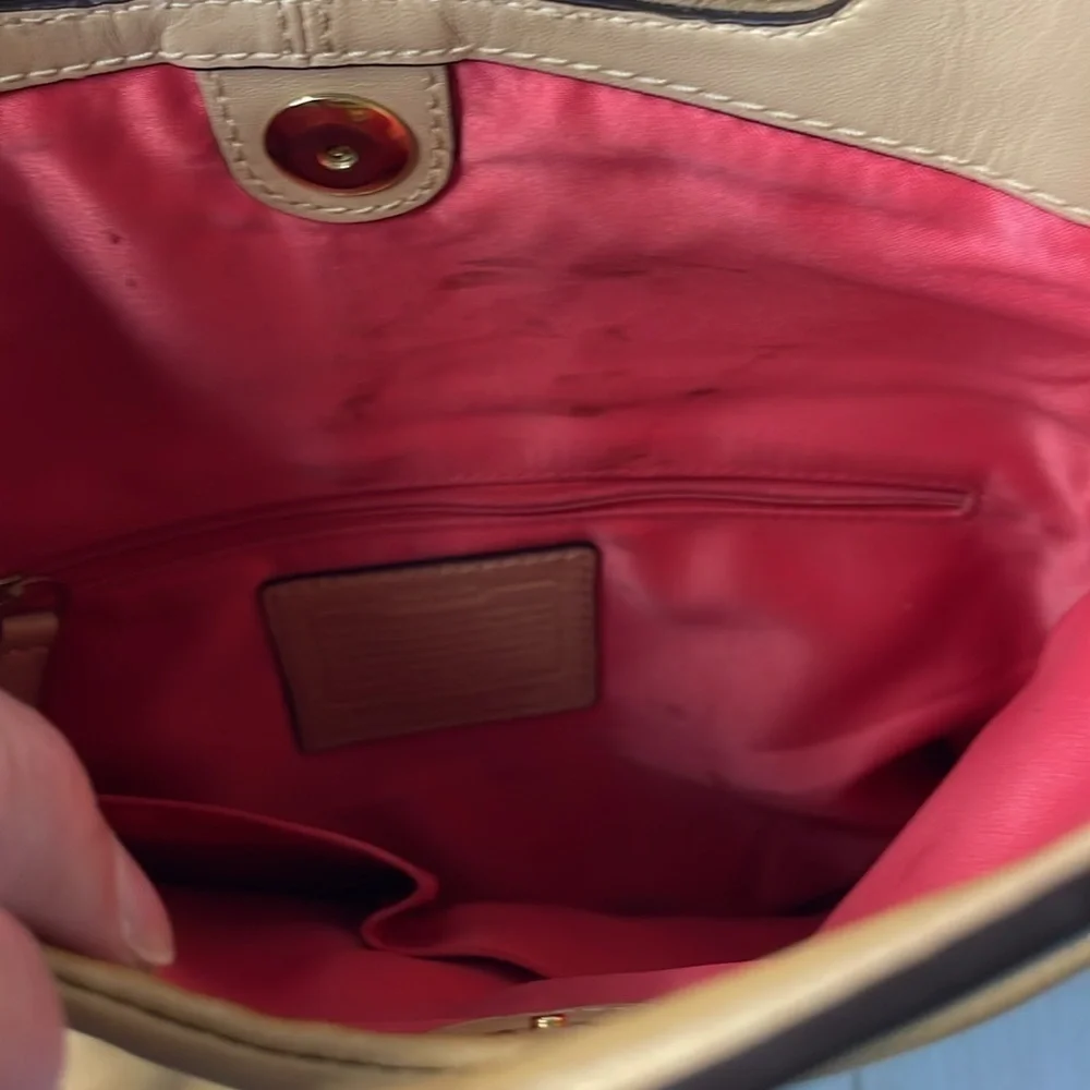 Coach Bonnie Crossbody Purse Camel Sand Leather Foldover Shoulder Bag - Picture 7 of 15